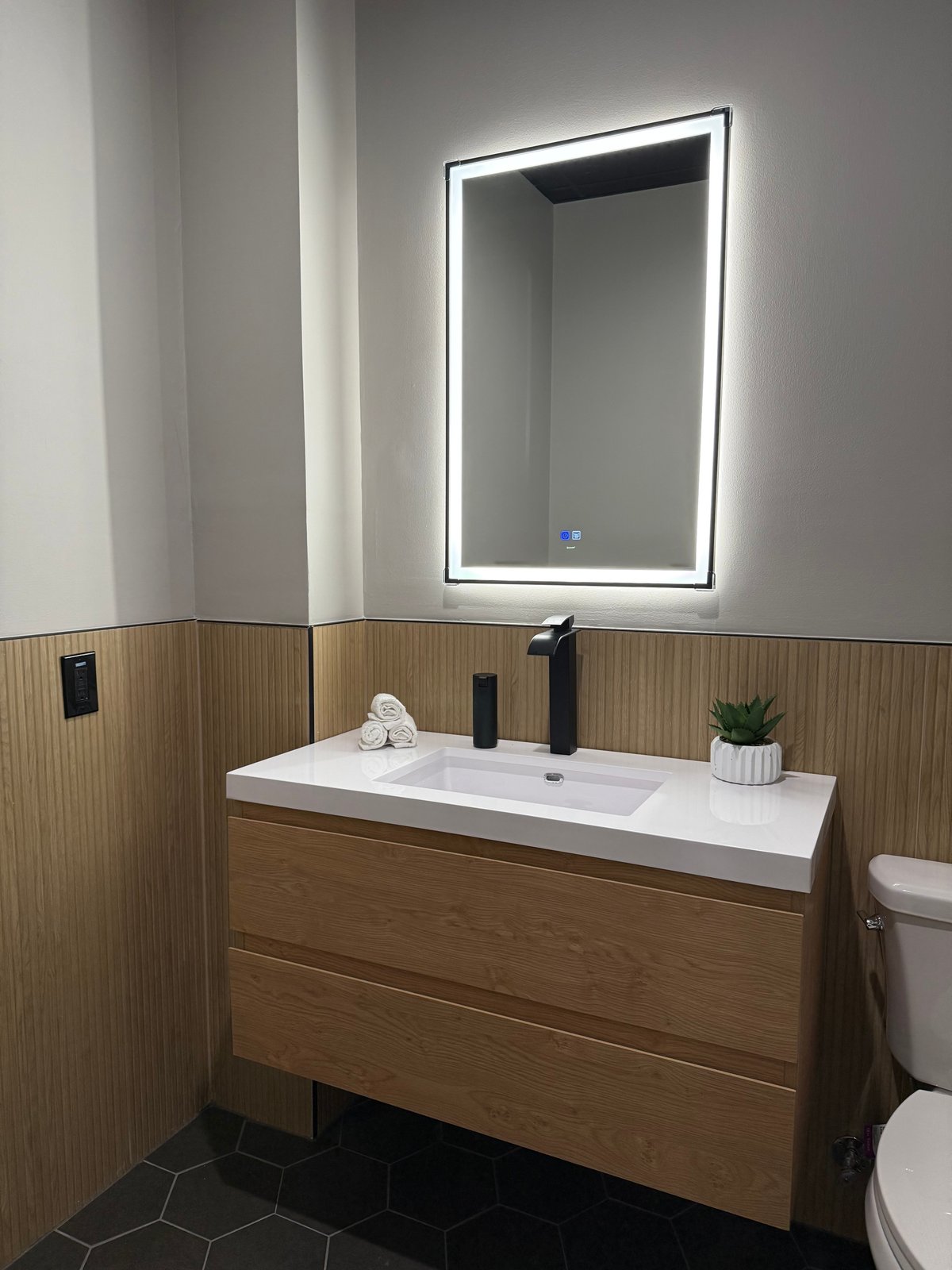Custom vanity installation by FlyFix in DFW
